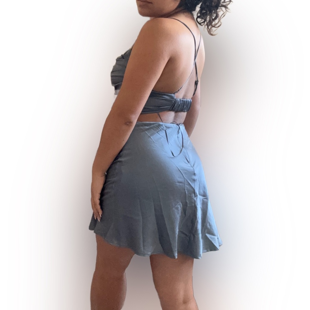 Stylish Gray Satin Dress